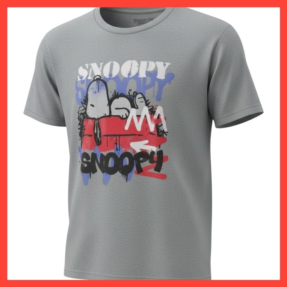 Peanuts Other - Peanuts Snoopy Graffiti Graphic T-Shirt Mens XL Gray Short Sleeve Crewneck Tee
